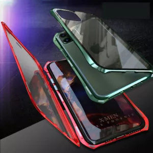 For iPhone 15 14 Pro Max 13 12 11 XS Magnetic Adsorption Metal Glass Case Cover - Picture 1 of 19