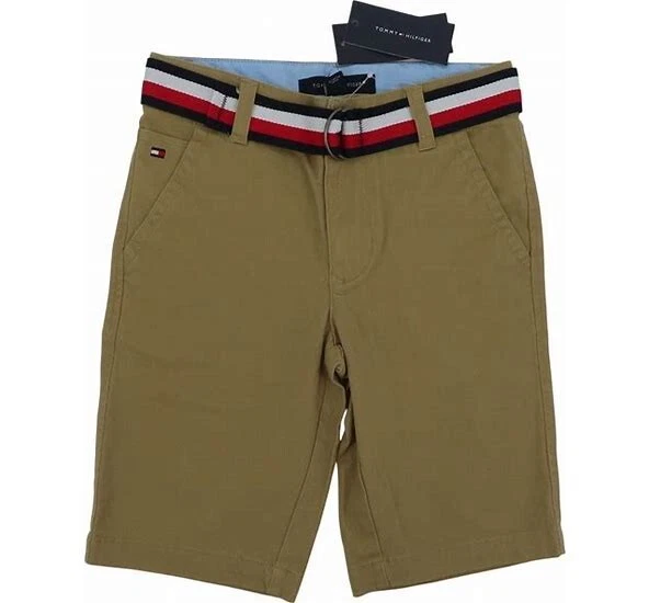 Tommy Hilfiger Youth Boys School Uniform Cotton Chino Shorts with Belt Size 7 - Image 1 of 1
