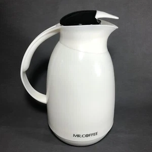 Mr. Coffee Thermal Carafe White 32 Ounce with Black Screw Top Lid Retro - Picture 1 of 10