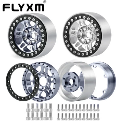 FLYXM Alloy 1.9" Beadlock Wheel Rims for Traxxas TRX4 Axial SCX10 etc 1/10 RC Crawler