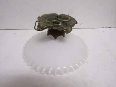 ancien plafonnier lustre applique decoration abat jour opaline mouchoir campagne - Photo 1/4