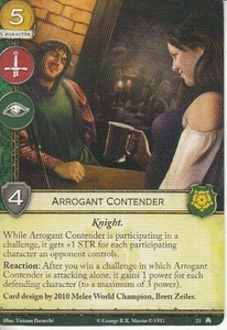 3 x Arrogant Contender AGoT LCG 2.0 Game of Thrones City of Secrets 23 - Picture 1 of 1