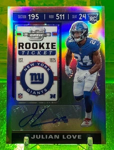 2019 RC AUTO Julian Love Contenders Optic Rookie Ticket #170 Seahawks Notre Dame - Picture 1 of 2