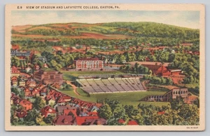 View of Stadium & Lafayette College Easton Pennsylvania Vintage Linen Postcard - Picture 1 of 2