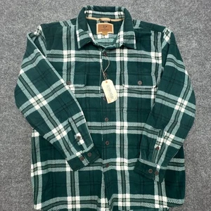 NWT OUTDOOR LIFE Polar Fleece Shirt Jacket Shacket Mens 2XL XXL Green Plaid NEW - Picture 1 of 8