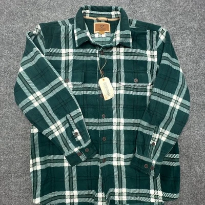 NWT OUTDOOR LIFE Polar Fleece Shirt Jacket Shacket Mens 2XL XXL Green Plaid NEW - Image 1 of 4