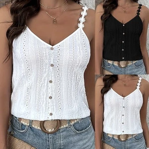 Casual Vest Breathable Strappy Top Lightweight Polyester Fabric Loose Fit - Picture 1 of 52