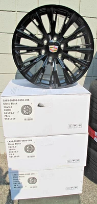 20" NEW CADILLAC ESCALADE FACTORY STYLE GLOSS BLACK SET OF 4 WHEELS CA93 - Image 1 of 4