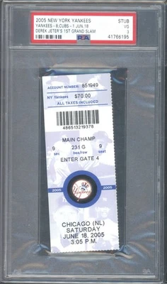 DEREK JETER FULL TICKET Only Career Grand Slam 6/18 2005 YANKEES v CUBS PSA 3 - Image 1 of 2