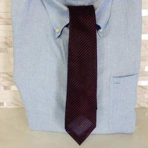 Strukturierte Krawatte Herren lila gestreift feines Netz gewebt Halsbekleidung Freizeit Anzug JAPAN - Bild 1 von 7