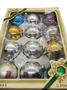 Vintage Pyramid Glass Ball Christmas Ornaments, Set of 12, 3" USA Made Free Ship - Picture 1 of 10