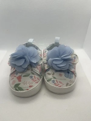 Carter's Blanco/Azul Estampado Floral Tenis Zapatos, Bebé/Niña 0-3M NUEVO Foto 1 de 4