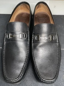 Peter Millar Black Leather Horse Bit Moc Toe Driving Moccasin Loafer Mens 13M - Picture 1 of 12