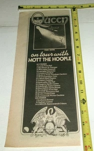 QUEEN MOTT HOOPLE Vintage RARE Concert Dates AD Advert 1973 Debut LP Tour Glam#2 - Picture 1 of 1