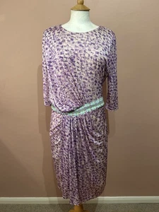 Saloni Purple Silk Jersey Beaded Dress UK 16 - Picture 1 of 5