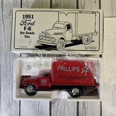 First Gear 1951 Ford F-6 Phillips 66 1/34 Die-Cast Metal Dry Goods Van 1992 New. - Image 1 of 4