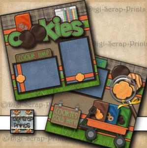 GIRL SCOUT COOKIES ~ 2 premade SCRAPBOOK pages paper piecing DIGISCRAP #A0195  - Picture 1 of 4