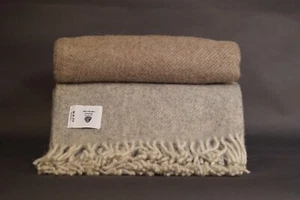 Wolldecke 160 x 130cm 100% reine Neuseeländiche Schurwolle Mehrfarbig Braun/Blau - Bild 1 von 5