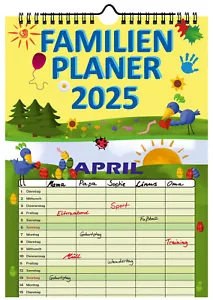 Familienplaner 2025 mit 5 Spalten Familienkalender A4 Terminplaner Wandkalender - Bild 1 von 2
