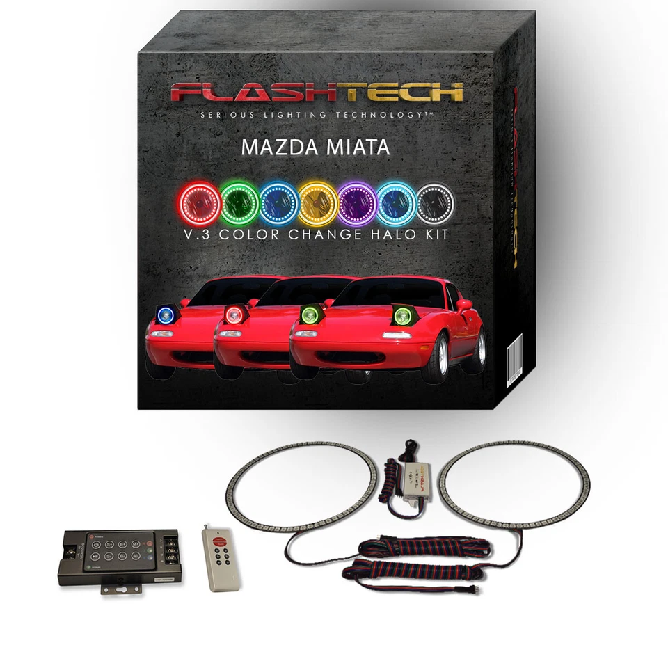 Kit Halo LED Multicolor RGB con Control Remoto RF para Faros Mazda Miata 2090-1997 Foto 1 de 4