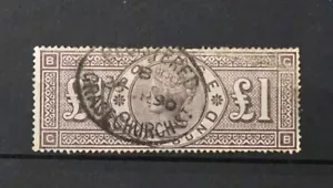 GB QUEEN VICTORIA SG 185 £1 MARRÓN LILA WMK TRES CORONAS FINO USADO - Imagen 1 de 2