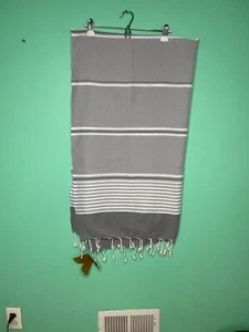 BULDAN'S Beach Towel Gray 100% Cotton Turkey 100cmx180cm Brand New. - Picture 1 of 10