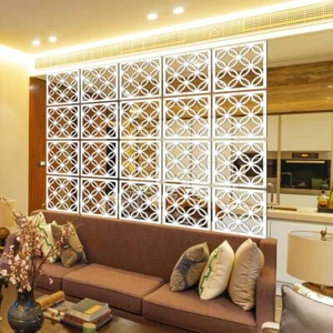 White Hanging Room Divider 10Pieces Wood-Plastic Screen Panel Wall Dividers - Picture 1 of 6