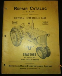 Minneapolis-Moline "U" Tractors Parts Repair Catalog Book Manual Original 1947 - Imagen 1 de 5