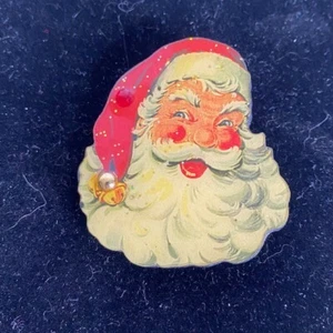 Vintage Wood and Resin Santa Claus Handmade Pin - Picture 1 of 2