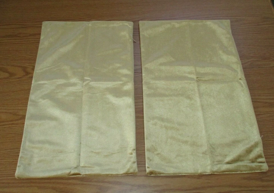 Pair 11 x 20 Gold Velvet Decorative Throw Pillow Cover Cases - Image 1 of 1
