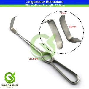 Retractor quirúrgico de mano Kocher Langenbeck 44 mm punta roma - Imagen 1 de 3