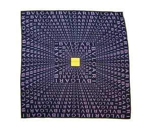 Bufanda italiana vintage Bvlgari rosa y negro 100 % seda nombre logotipo bandana 34" - Imagen 1 de 10