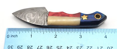 Mini cuchillo y funda de acero Damasco hoja fija TEXAS madera/R mango infinito EE. UU. Foto 1 de 4