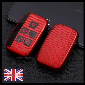 Red Carbon Fiber Remote Key Fob Cover For Land Rover Range Rover Jaguar t45cf* - Picture 1 of 4