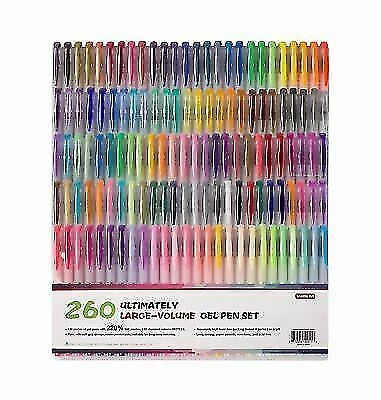 Shuttle Art 260 Colors Gel Pens Set 220% Ink for Adult Coloring Books 130 Refills