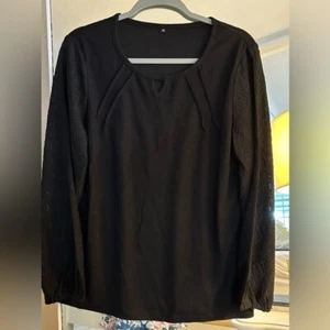 NUEVO Prendas para el torso Plisadas Manga Larga Carrera Informal Blusa Cuello Redondo Ojo de Cerradura Camisa M 6/8 - Imagen 1 de 3