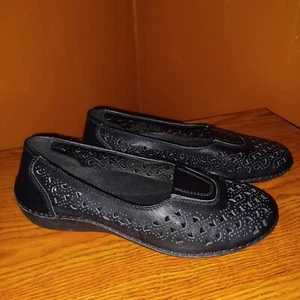 Propet Cabrini WCX064L flache Damen Größe 9,5 schwarz Ausschnitt Muster Komfortschuhe - Bild 1 von 6