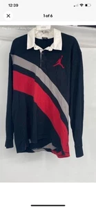 Air Jordan long sleeve 1/4 button collared shirt mens xl RETRO NIKE - Picture 1 of 7