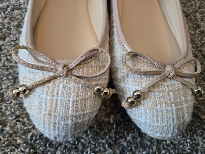 nine west women's shoes size 9 almond toe fabric flats, work, church, comfort - Image 1 of 4