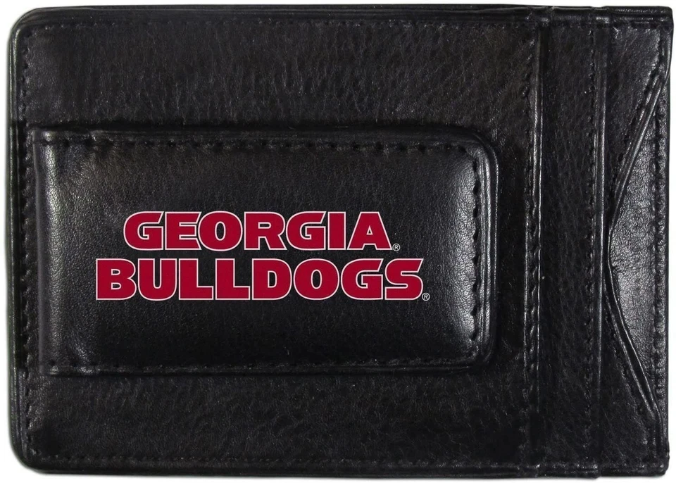 University of Georgia Bulldogs Black Leather Wallet, Front Pocket Magnetic... - Image 1 of 3