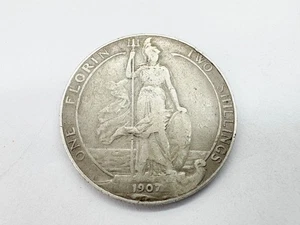 ANTICA MONETA DA UN FIORINO 1907 ARGENTO STERLING - Foto 1 di 5