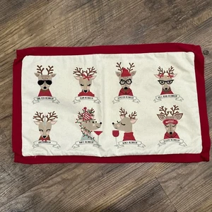 Isaac Mizrani Christmas Reindeer Pillow Cover Festive - Picture 1 of 5
