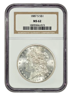 1887-S $1 NGC MS62 - Dólar Morgan Foto 1 de 4