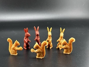 Molded Plastic 1950s Forest Animals Rabbits Squirrels Vtg Tim Mee Marx Auburn ? - Picture 1 of 11
