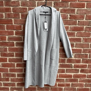 MAX SPORT $368 sweater duster gray open front duster women's large NWT - Picture 1 of 8