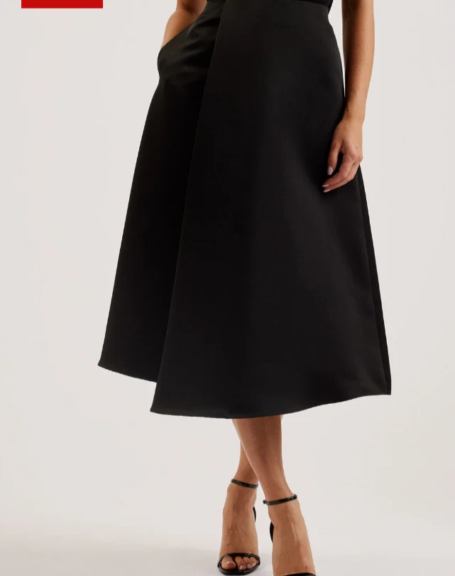 TED BAKER Midi Skirt Womens TB 2 UK 10 Erva Black Asymmetric Satin Wrap NEW - Image 1 of 4