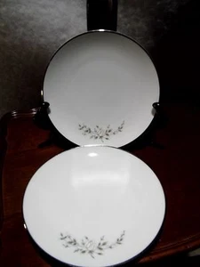 Vintage Two Noritake Bread Plates Rose Patter Pat. Pending White Silver Edge - Picture 1 of 7