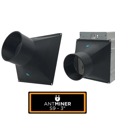 Antminer Case to 3 inch Shroud Adapter Duct MAX Airflow Enclosure ASIC S9 Crypto - Image 1 of 3