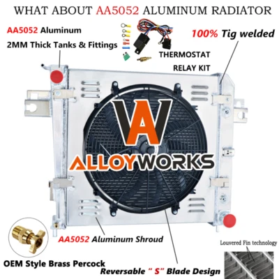 For 2002-2006 JEEP Liberty 3.7L V6 Gas 3 Row Aluminum Radiator+Shroud Fan+Relay Foto 1 de 4