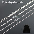 1.0-3.0mm Real 925 Sterling Silver Curb Chain Necklace All Inches Stamped Italy